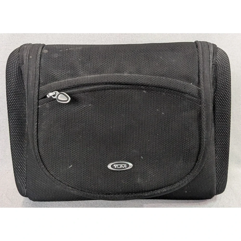 Tumi Hanging Toiletry Bag Mens Black Fair Ballistic Nylon Travel Kit Organizer
